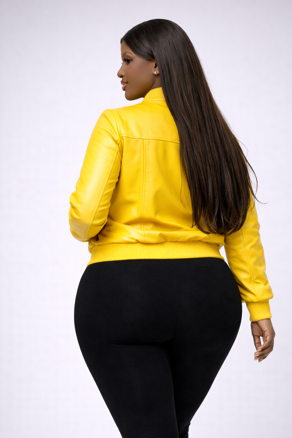 Women’s Yellow Cropped Leather Varsity Jacket - William Leather