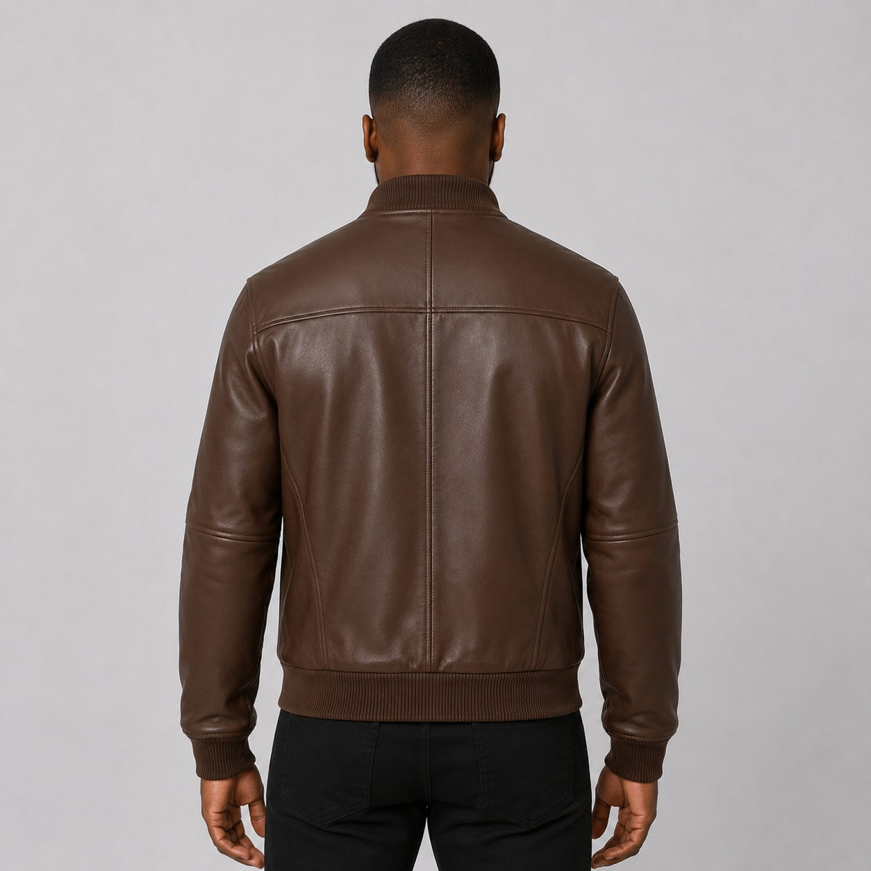 Men’s Brown Leather Bomber Jacket