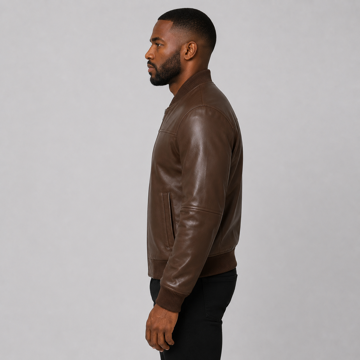 Men’s Brown Leather Bomber Jacket