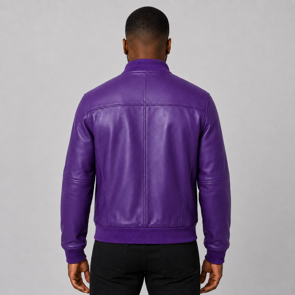 Men’s Purple Leather Bomber Jacket