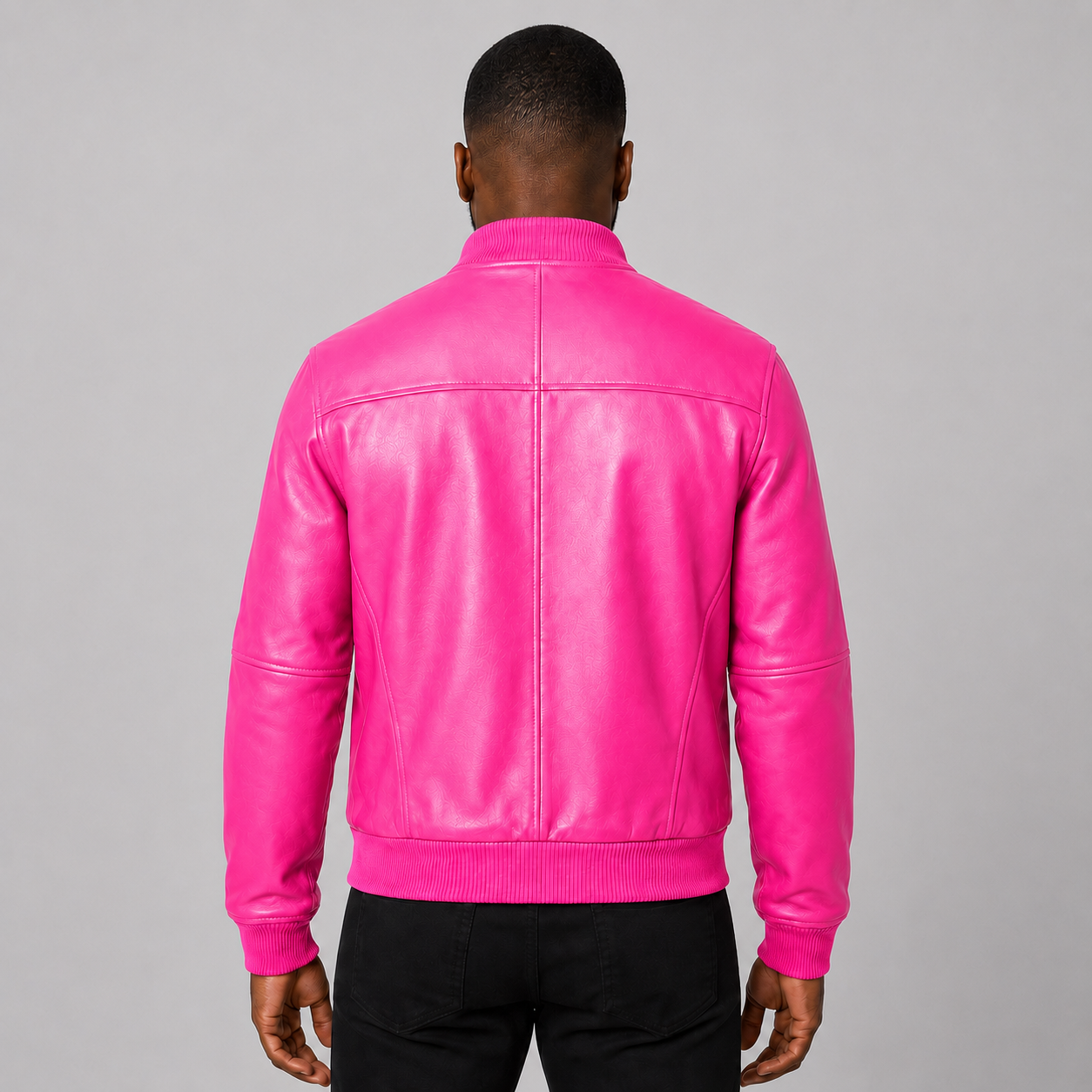 Men’s Hot Pink Leather Bomber Jacket