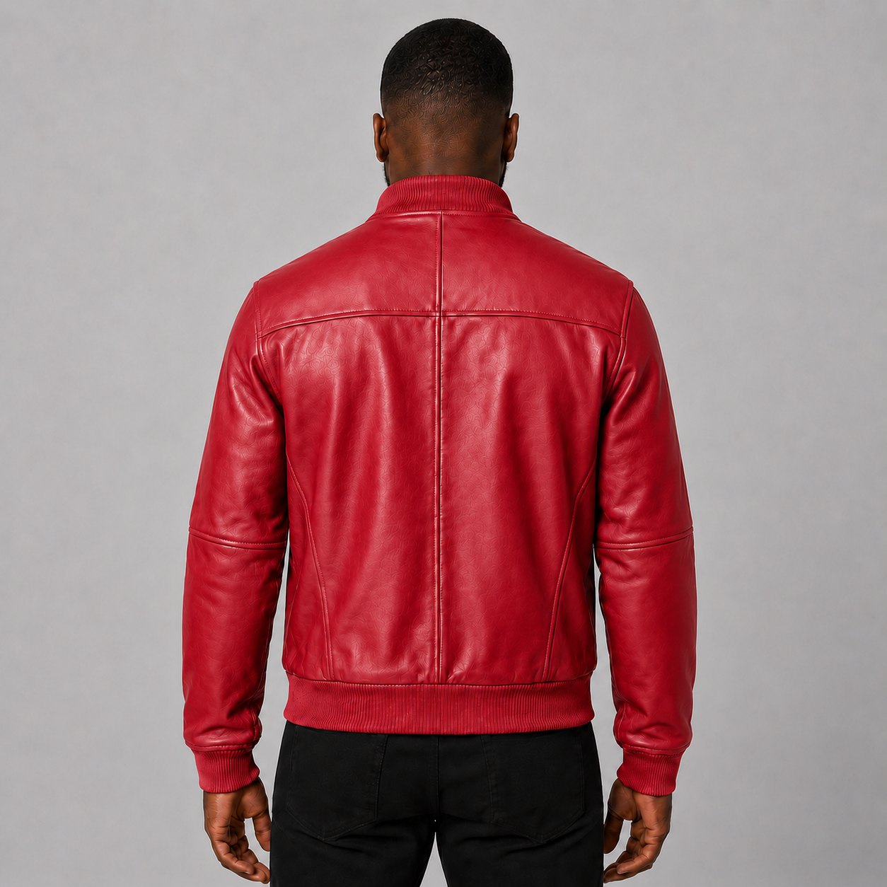 Men’s Red Leather Bomber Jacket