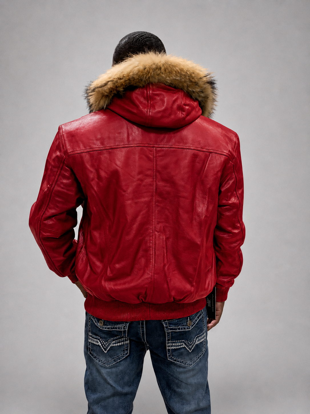 Men's Leather Jacket Bomber C [Red]