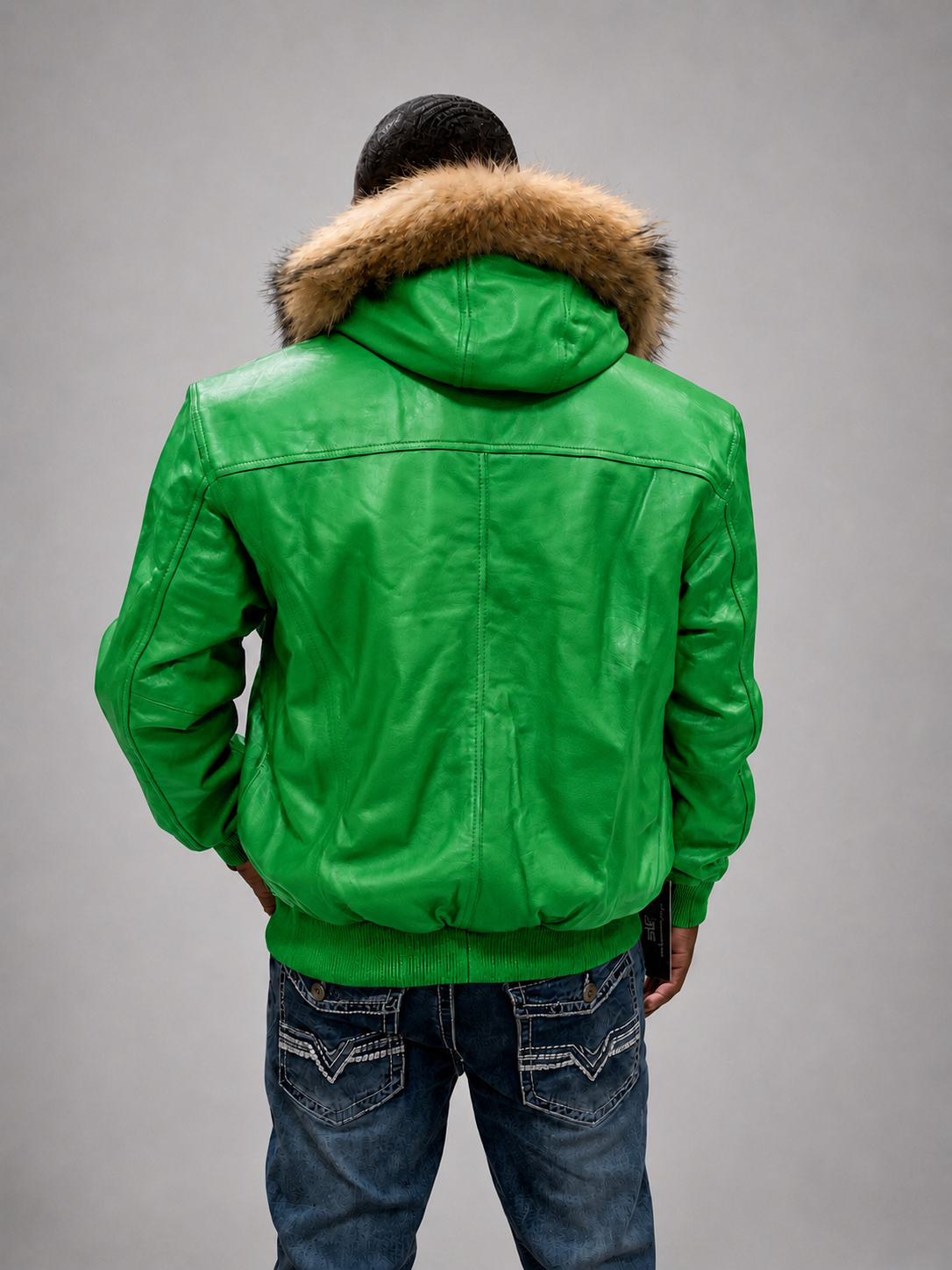 Men's Leather Jacket Bomber C [Green]
