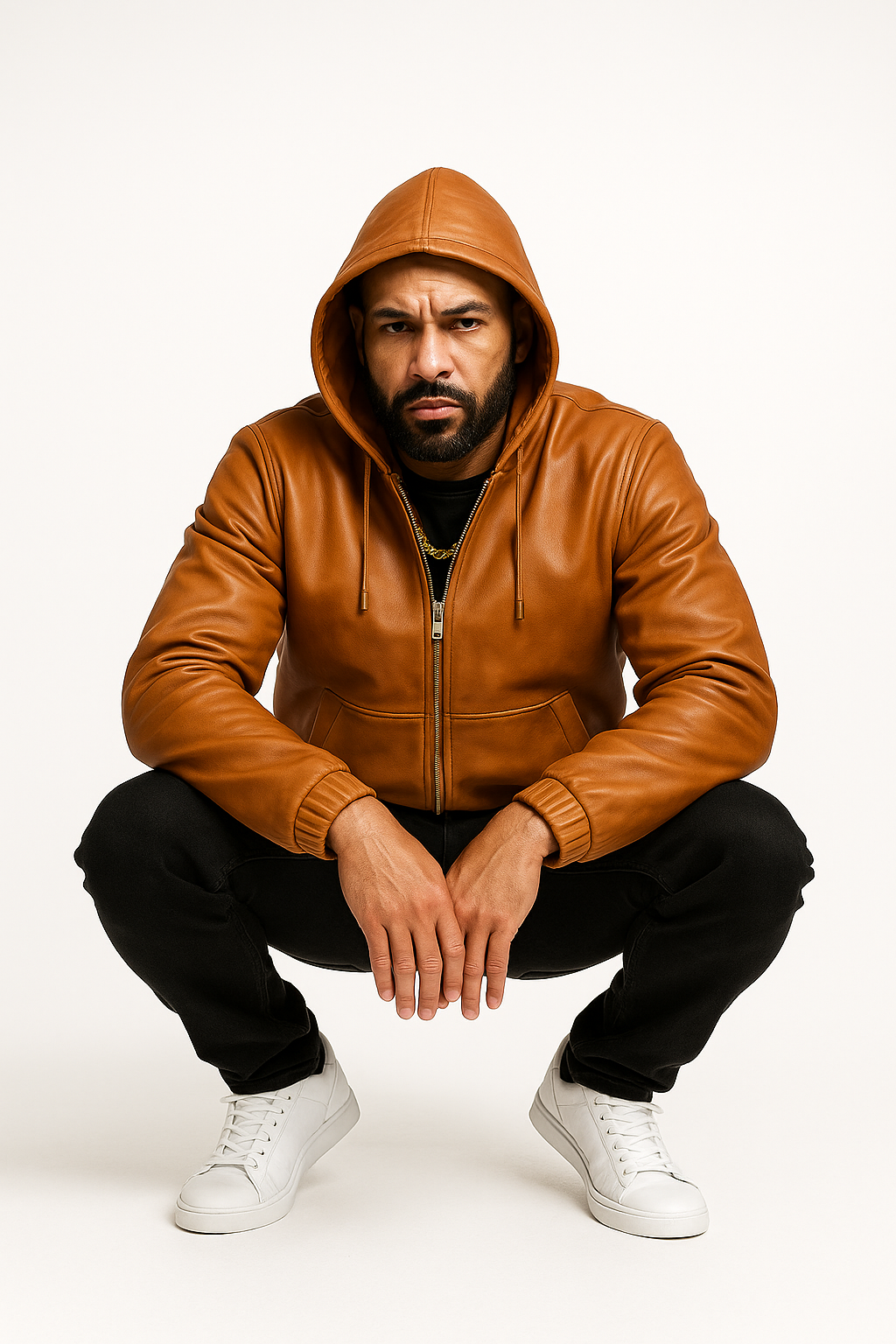 Men's Leather Hoodie [Caramel Crunch]