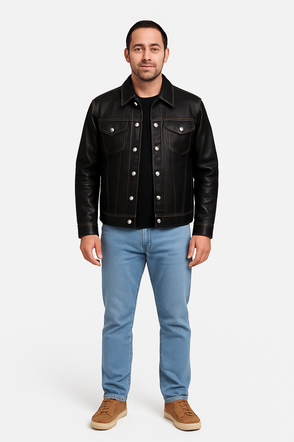 Men's Dylan Jacket Leather [Black/White]