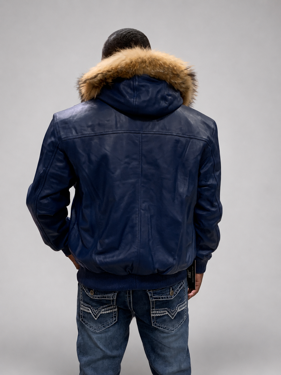 Men's Leather Jacket Bomber C [Blue] - William Leather