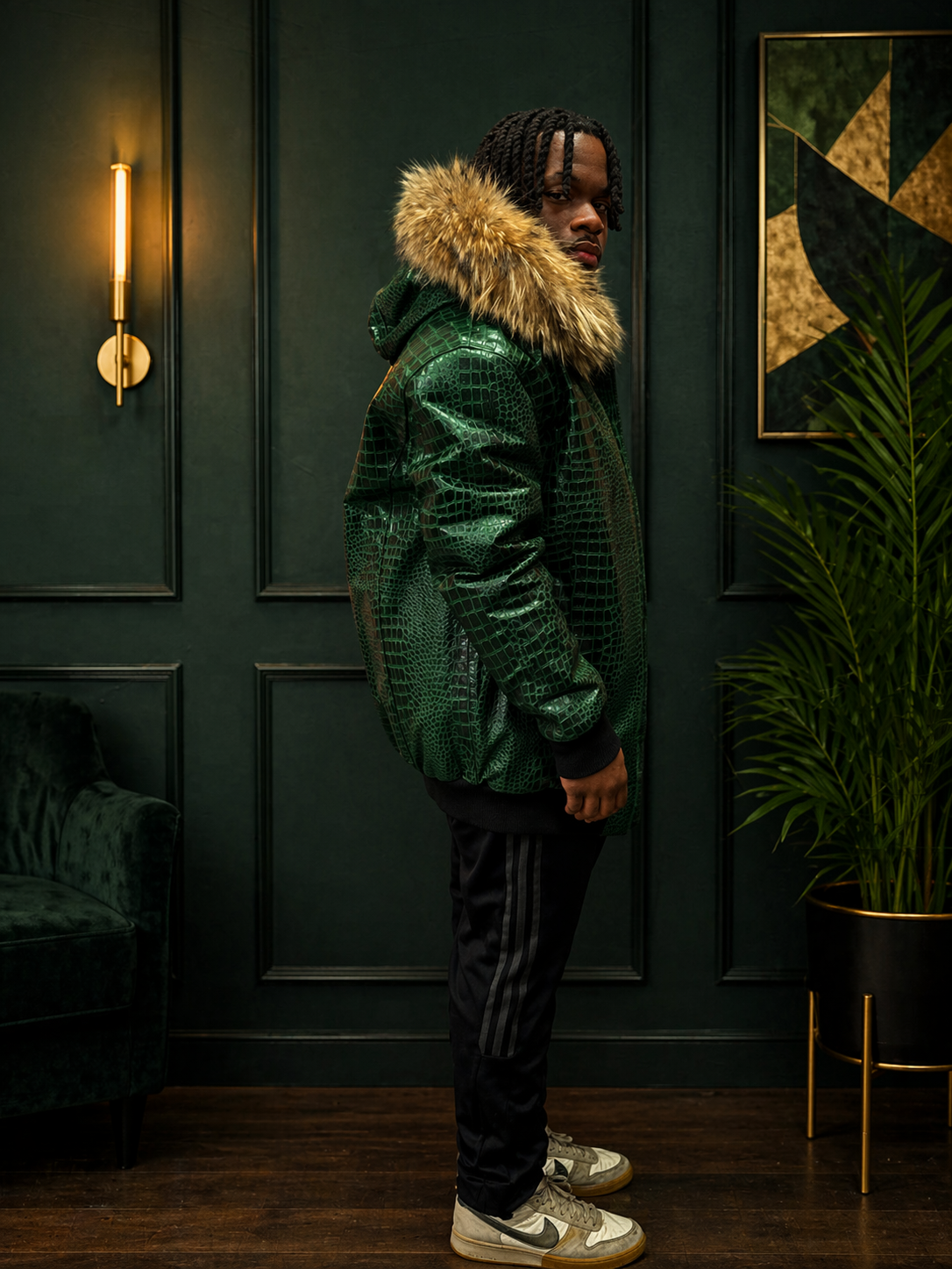 Men's Leather Jacket Croc Trend Style