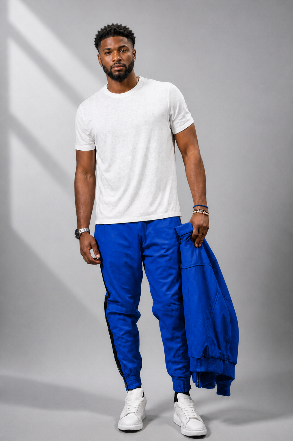Men's Leather Track Suit Sweatsuit [royal blue]