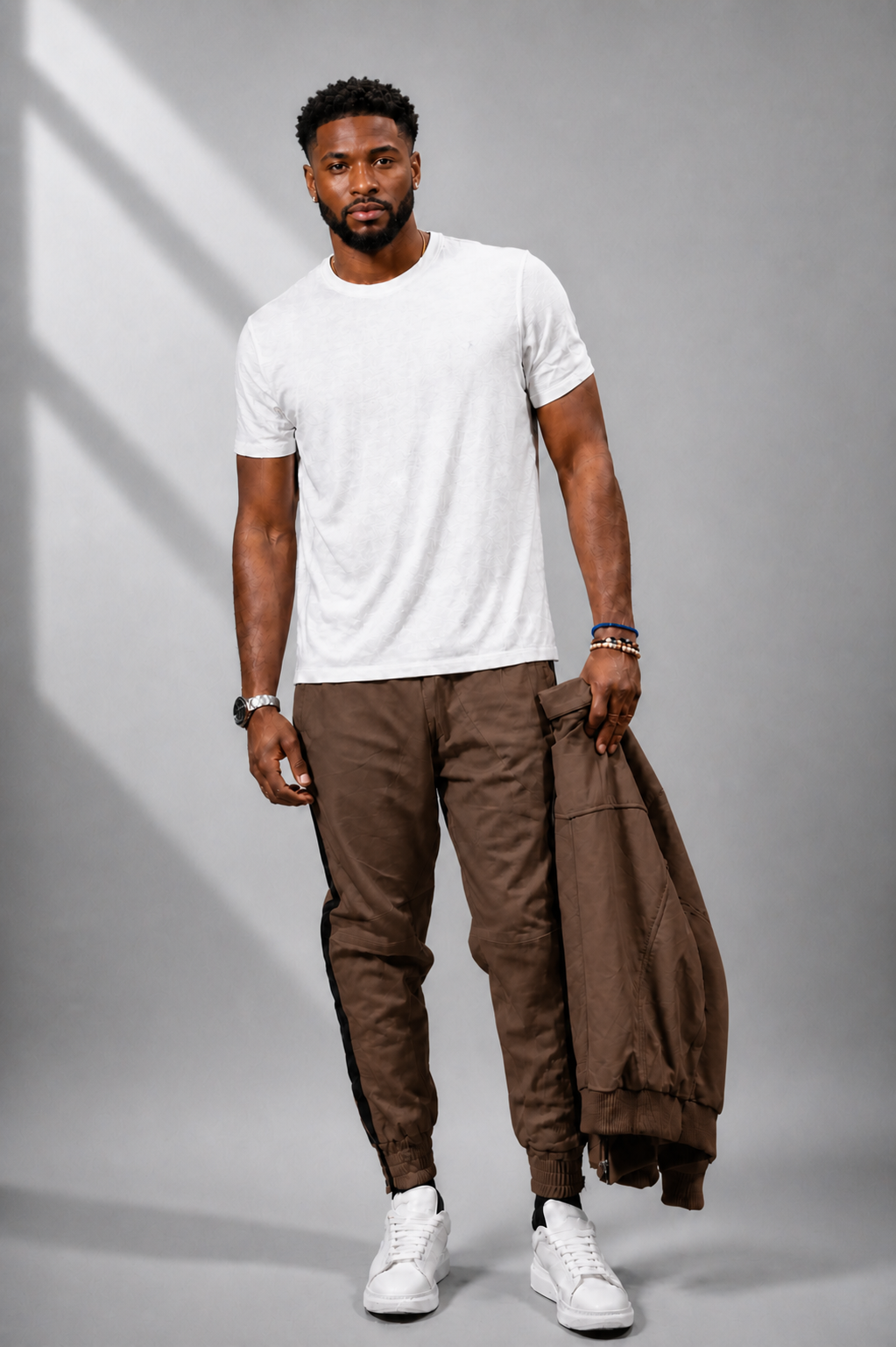 Men's Leather Track Suit Sweatsuit [Brown]