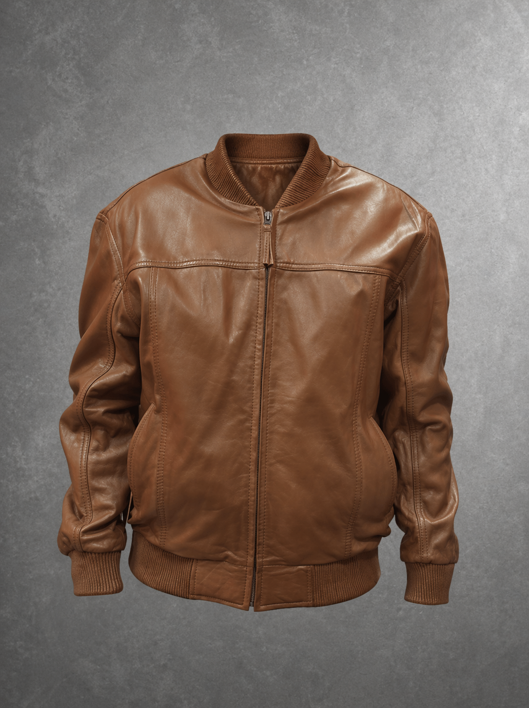 Men’s Brown Leather Baseball Bomber Jacket