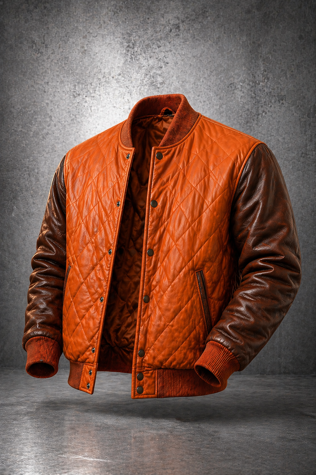 Men’s Diamond Quilted Leather Bomber Jacket