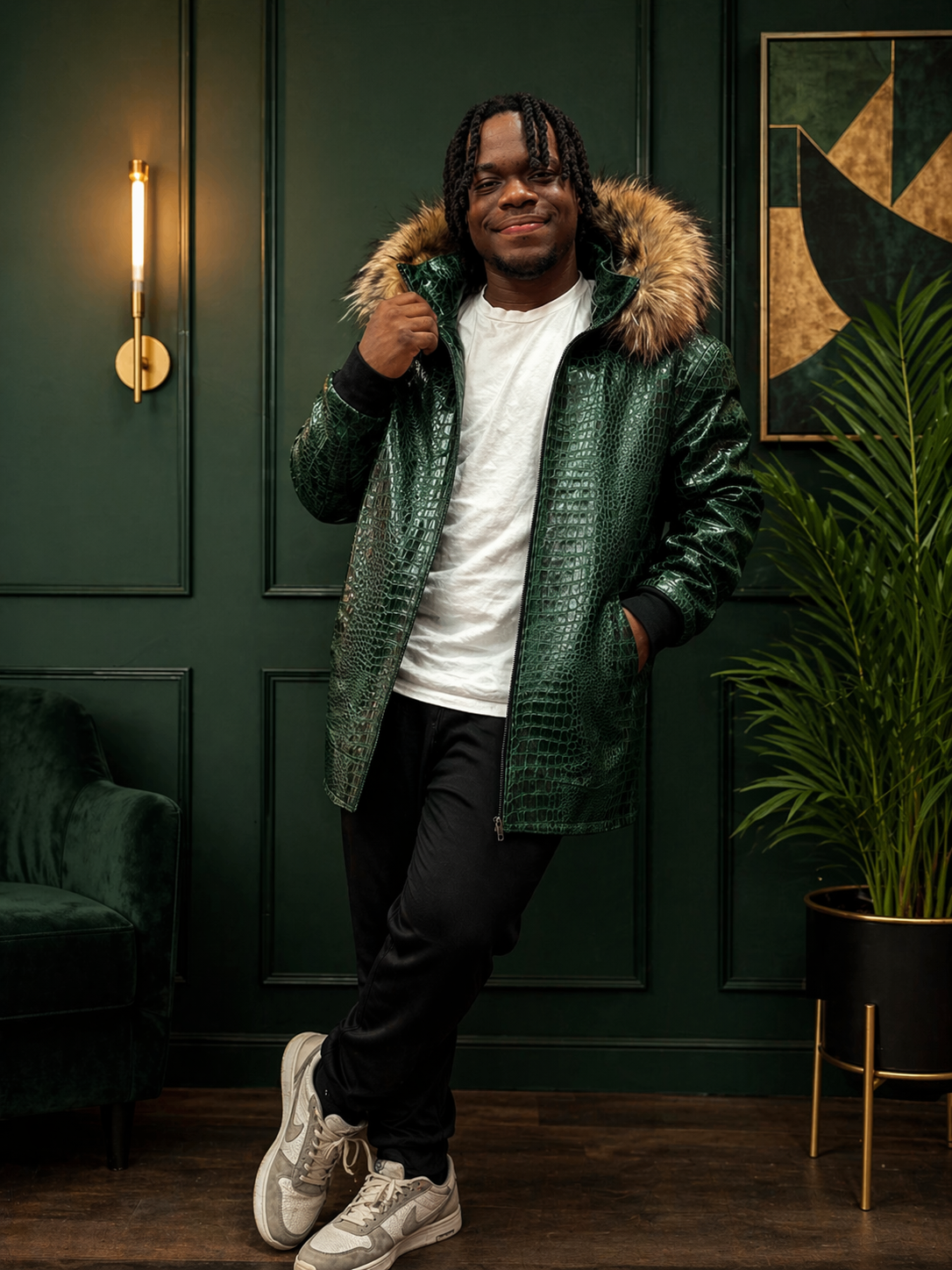 Men's Leather Jacket Croc Trend Style