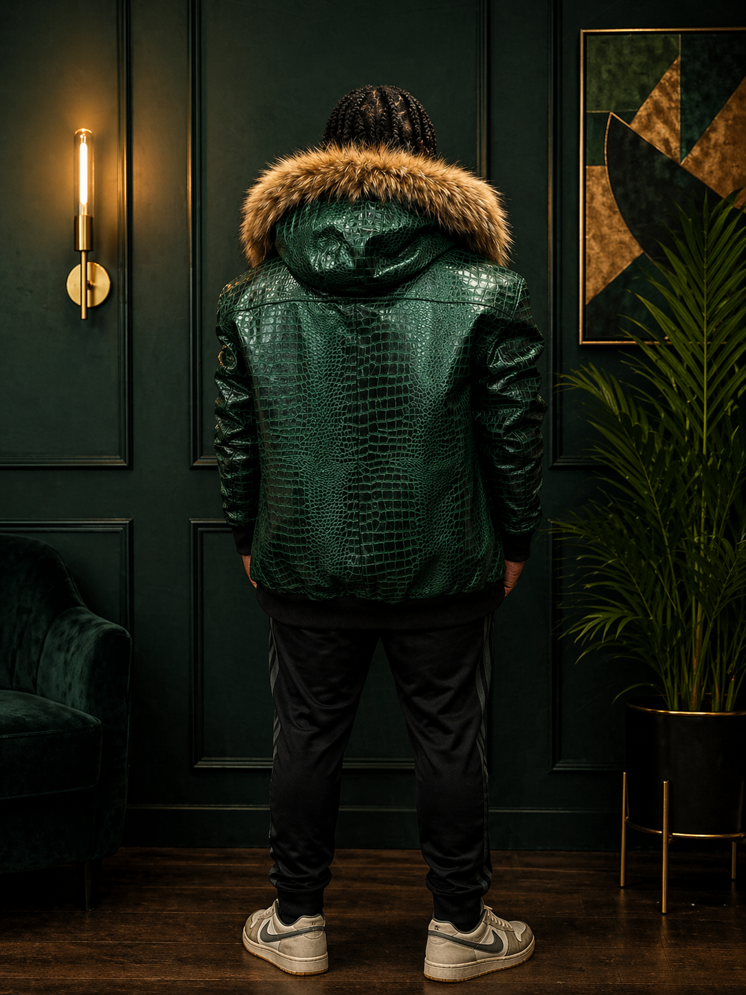 Men's Leather Jacket Croc Trend Style