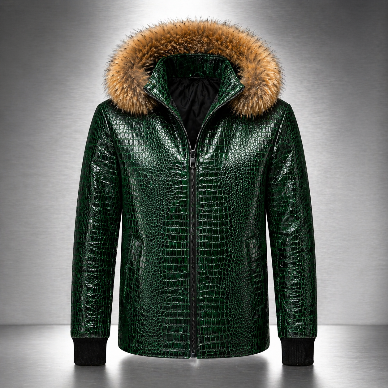 Men's Leather Jacket Croc Trend Style