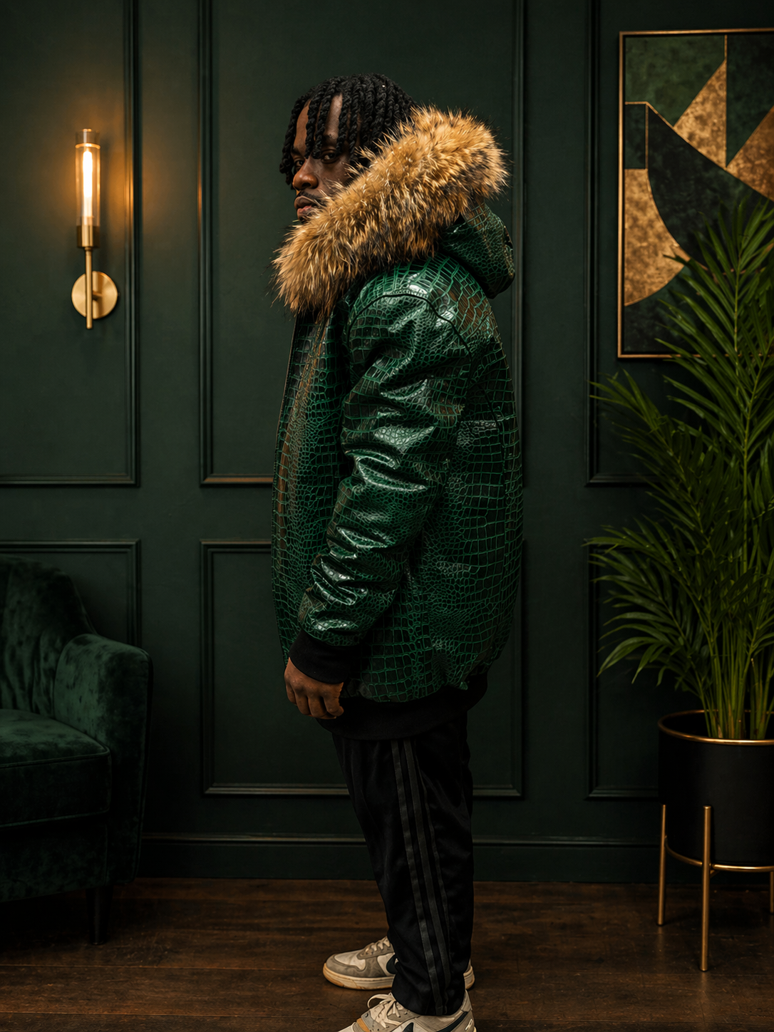 Men's Leather Jacket Croc Trend Style