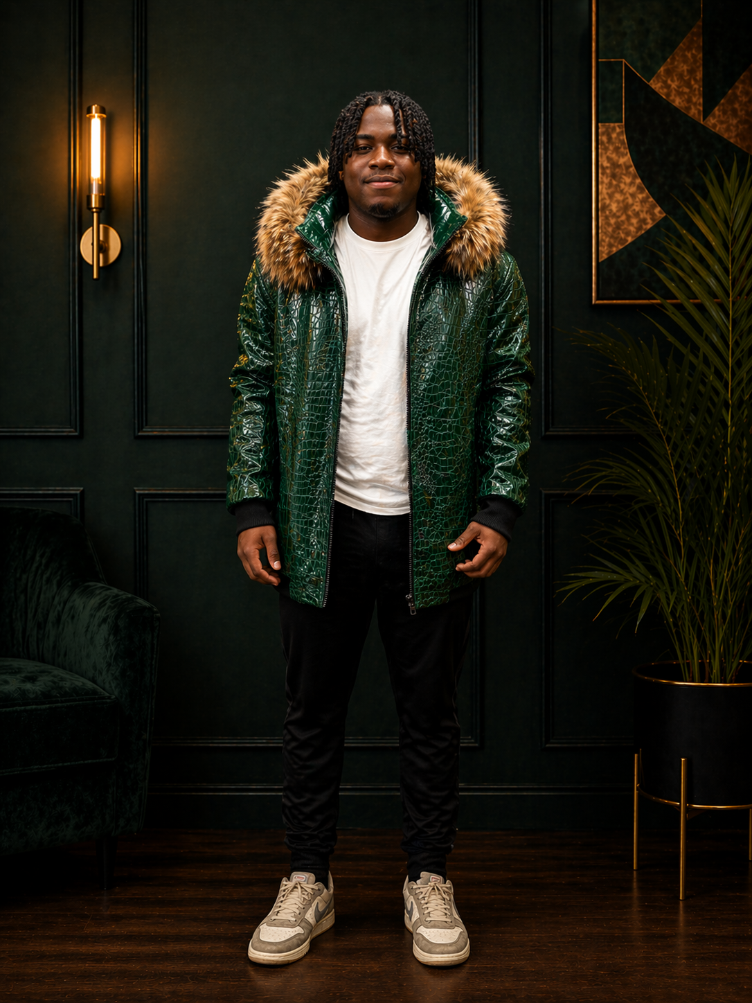Men's Leather Jacket Croc Trend Style