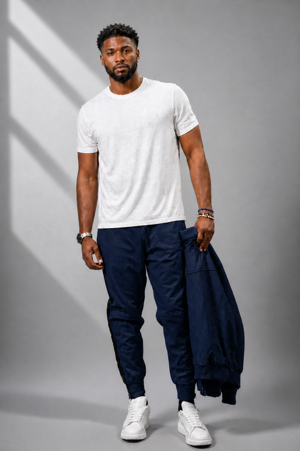 Men's Leather Track Suit Sweatsuit [navy blue]