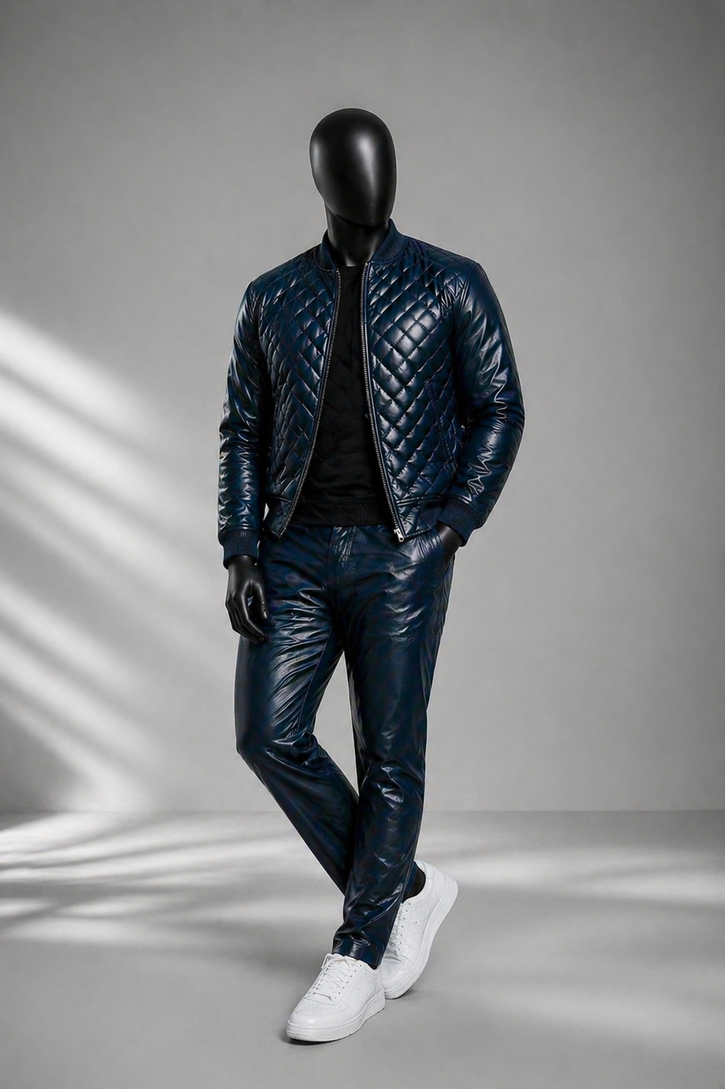 Men's Lucas Jacket & Leather Jean Pants [Navy]