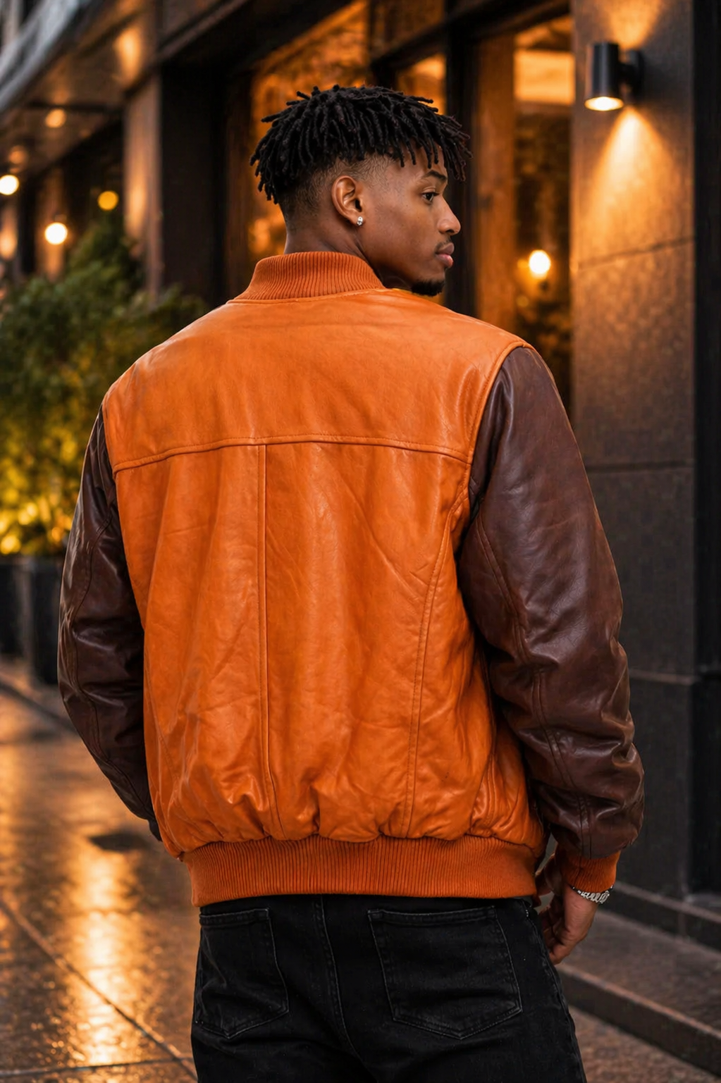Men’s Diamond Quilted Leather Bomber Jacket